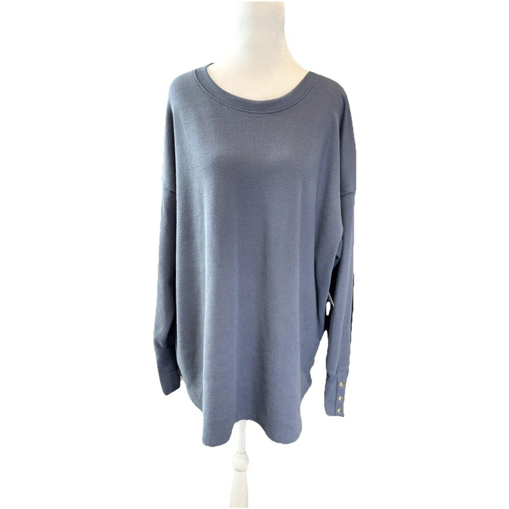 Sonoma Goods For Life Sweater Plus Size 1X Blue Women’s Pullover Waffle Knit NWT